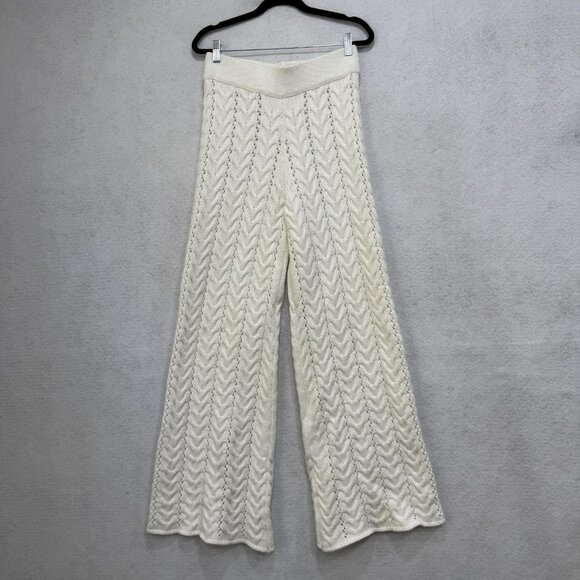 Sabo Pants Womens Medium White Knit Wide Leg Crochet Sweater AUS 10 USA 6 Boho - Picture 1 of 10